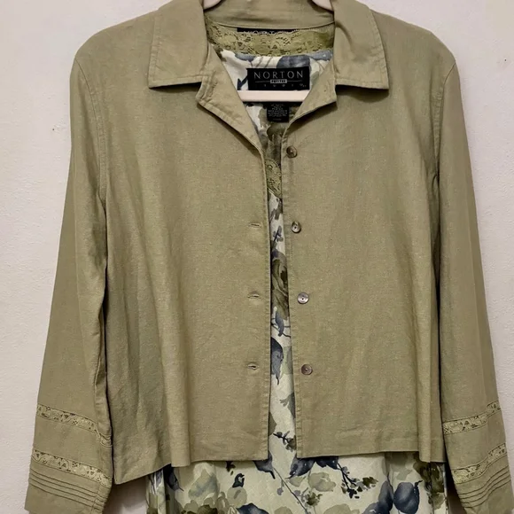 Norton Vintage Green Floral Sleeveless Petites Dress - Picture 5 of 7